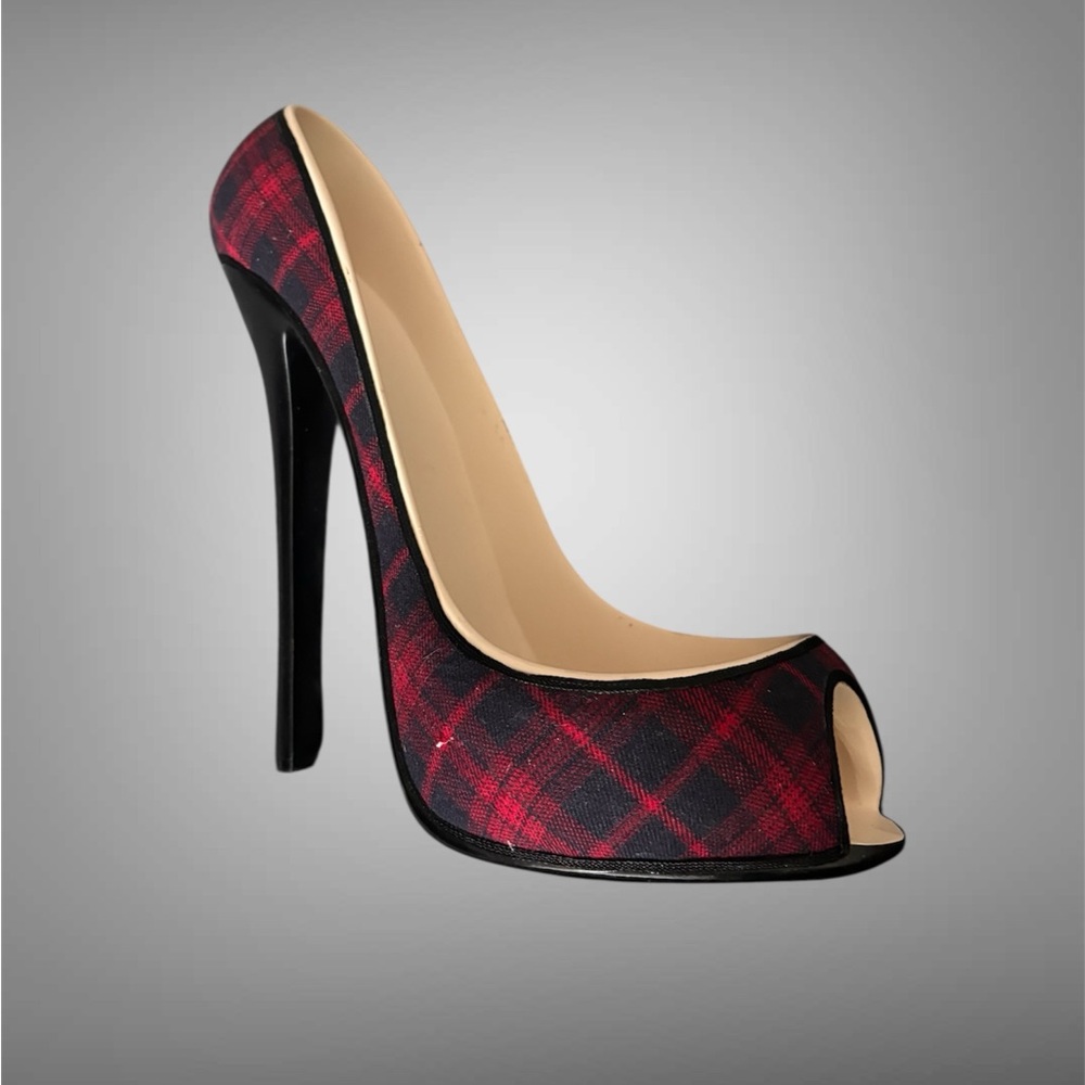 Plaid Peep-Toe Stiletto Heel jewelry trinket holder Excellent